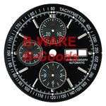 B-Ware: D=35,6 mm Zifferblatt ETA 7750, schwarz glänzend, verchromte Stundenindexe, DayDate bei 3