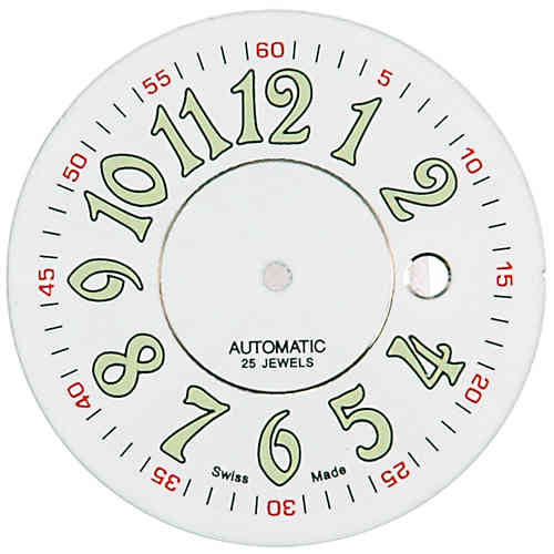 D=36,5 mm Zifferblatt ETA 2824-2, weiß matt guillochiert, Leuchtzahlen, Datum bei 3