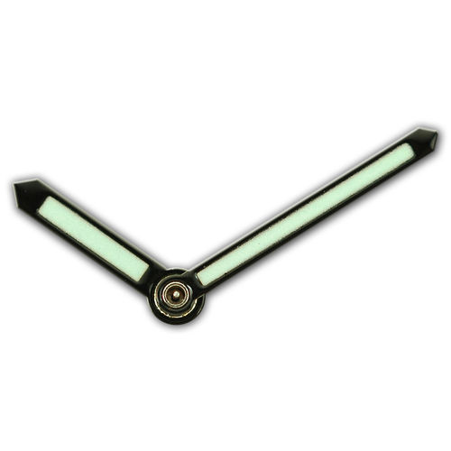 L=14,0mm, Stunden und Minutenzeiger, schwarz mit grüner Leuchtmasse