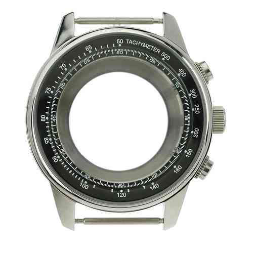46 mm, Edelstahlgehäuse Tachymeter schwarz, ETA 7750, 5 ATM, Mineralglas