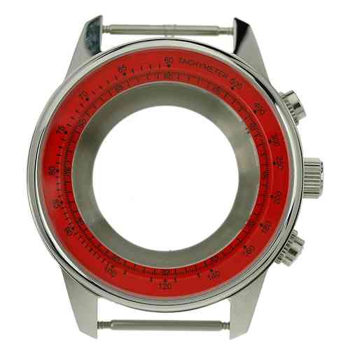 46 mm, Edelstahlgehäuse Tachymeter rot, ETA 7750, 5 ATM, Mineralglas