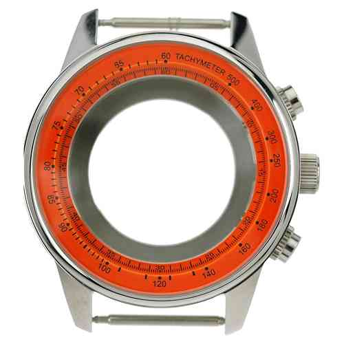 46 mm, Edelstahlgehäuse Tachymeter orange, ETA 7750, 5 ATM, Mineralglas